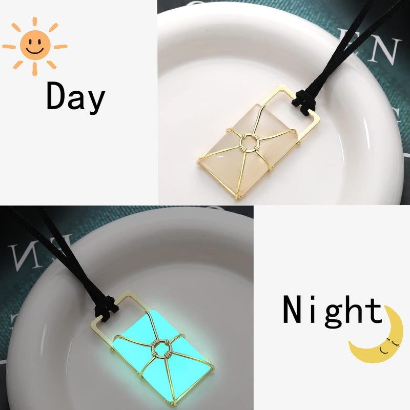 BENBIYO Wyatt Necklace and Addison Alien Tattoo Temporary, Werewolf Glow in the Dark Moonstone Necklace Dress Up Accessories - Image 3